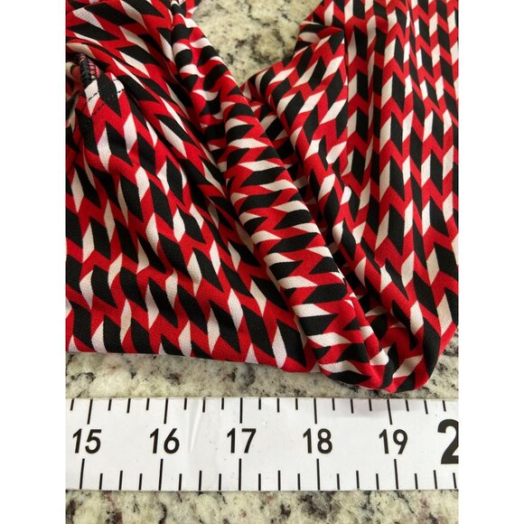 LBisse Red Geometric Wrap Dress Women’s  Stretch Knit Midi NWT Office Chic - Picture 7 of 10